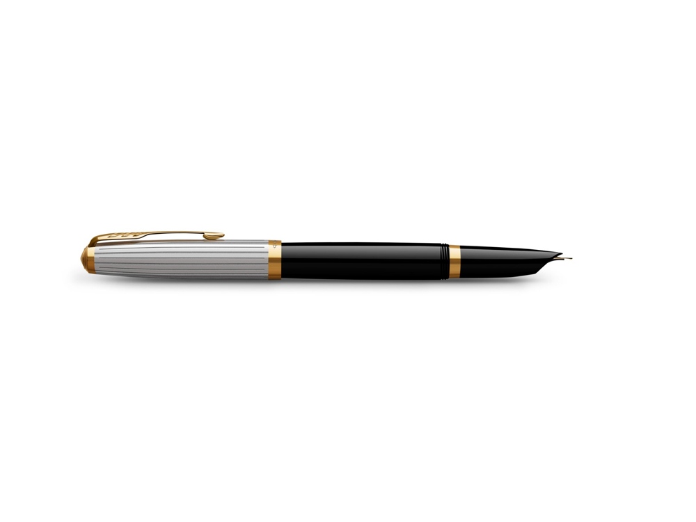 Ручка перьевая Parker 51 Premium, F/M, серебристый, черный, золотистый — изображение 4