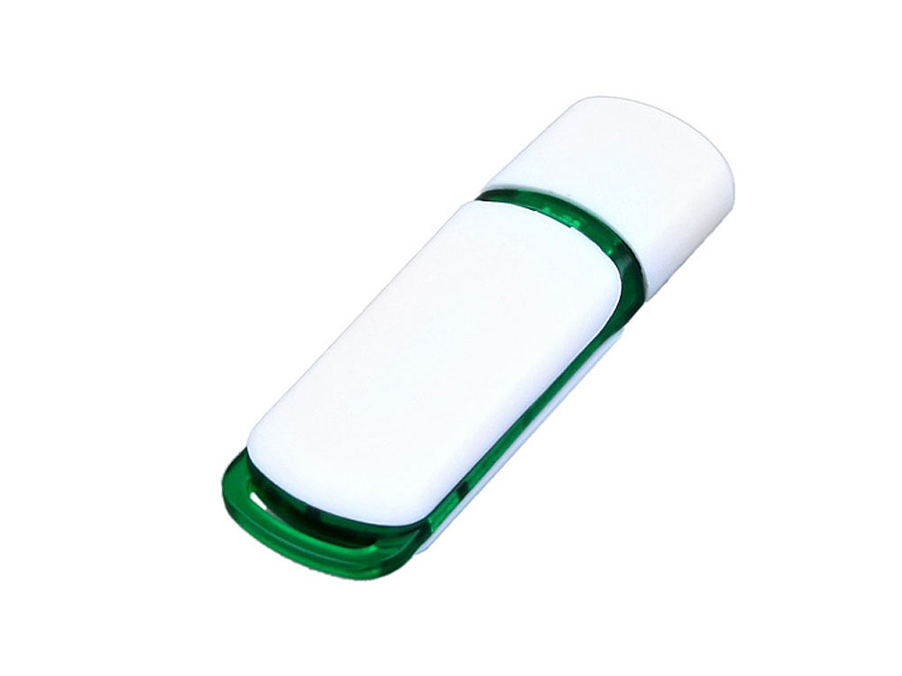 USB 2.0- флешка на 4 Гб с цветными вставками, белый/зеленый
