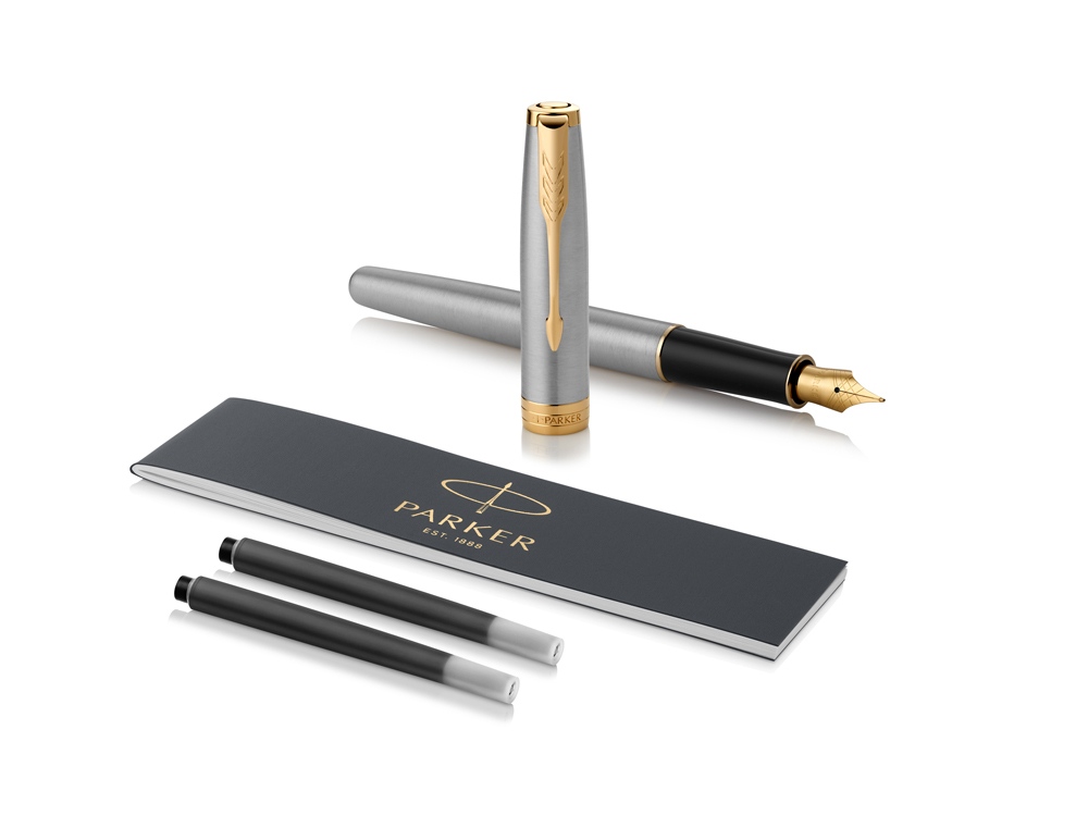 Ручка перьевая Parker «Sonnet Core Stainless Steel GT», серебристый/золотистый — изображение 5