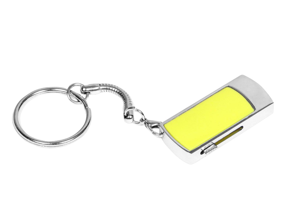 USB 2.0- флешка на 16 Гб с выдвижным механизмом и мини чипом, серебристый/желтый
