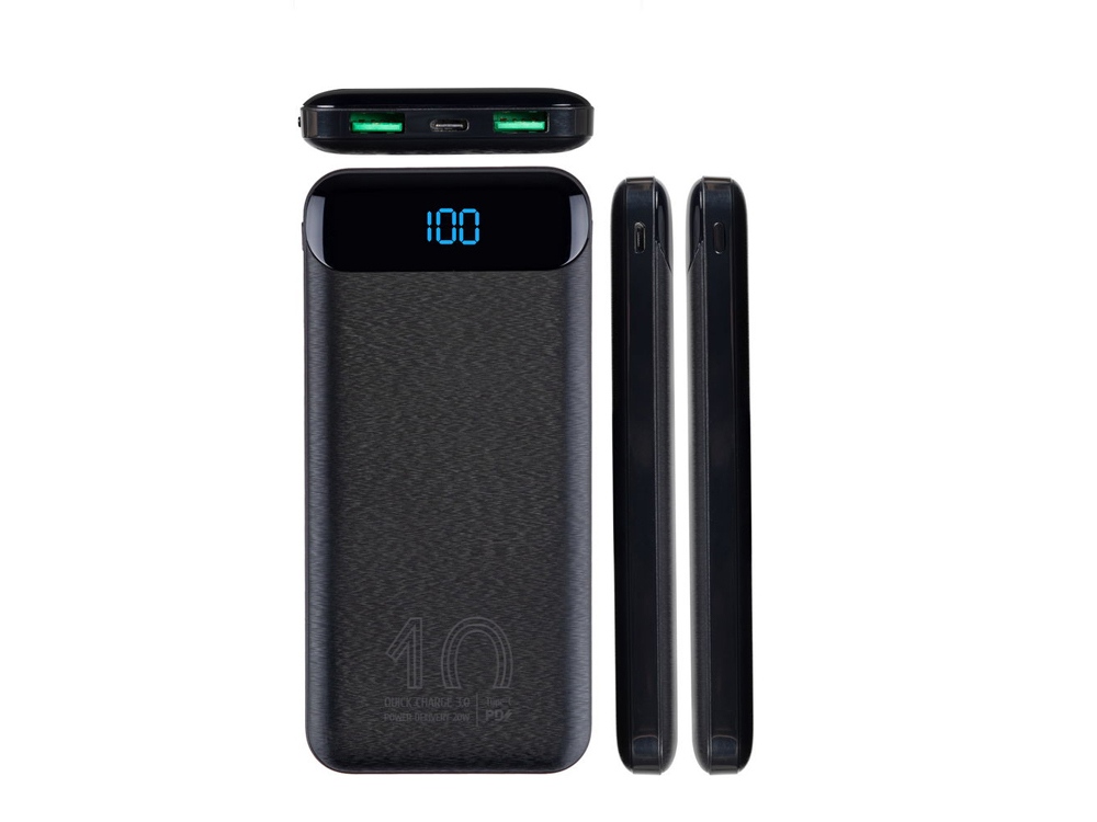 Внешний аккумулятор с дисплеем, 10000 mAh, черный — изображение 6