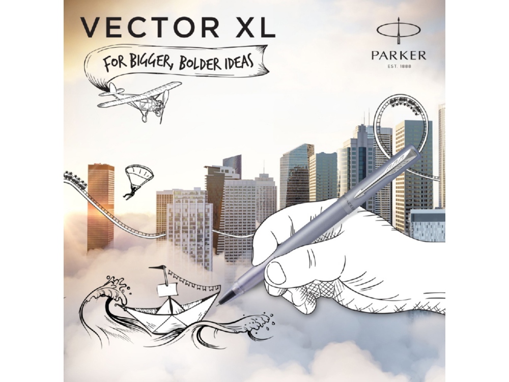 Ручка роллер Parker Vector, голубой, серебристый — изображение 14
