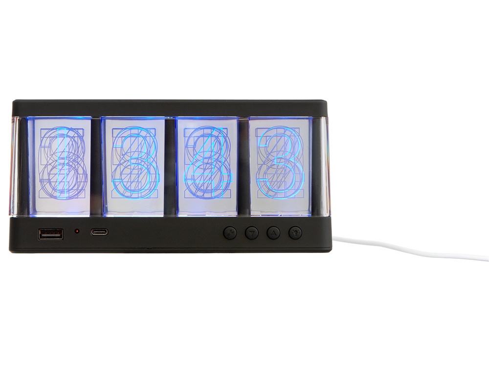 Часы с LED-подсветкой и беспроводной зарядкой «Cyber», 10 Вт, черный — изображение 3