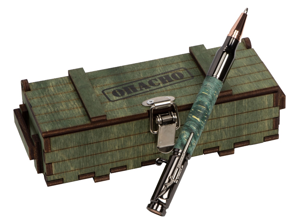 Ручка шариковая Кап клена, ручка- зеленый, gun, розовое золото, подарочная коробка- зеленый — изображение 3