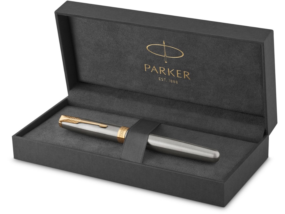 Ручка роллер Parker «Sonnet Core Stainless Steel GT», серебристый/золотистый — изображение 4