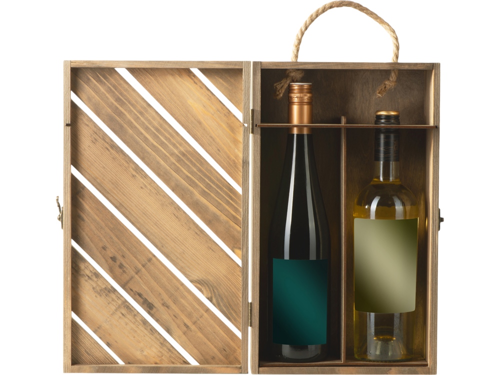 Коробка подарочная из массива дерева «Two-bottle box», натуральный — изображение 7