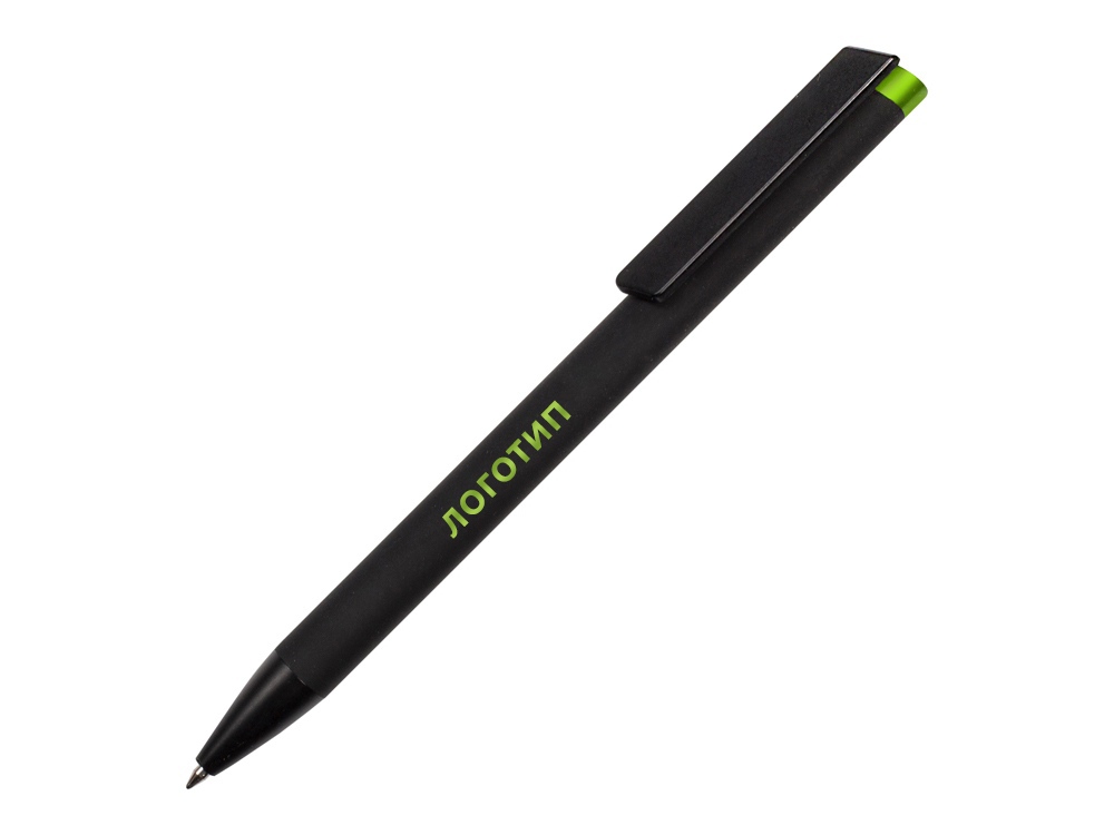 Ручка металлическая шариковая «Taper Metal» soft-touch, черный, зеленое яблоко