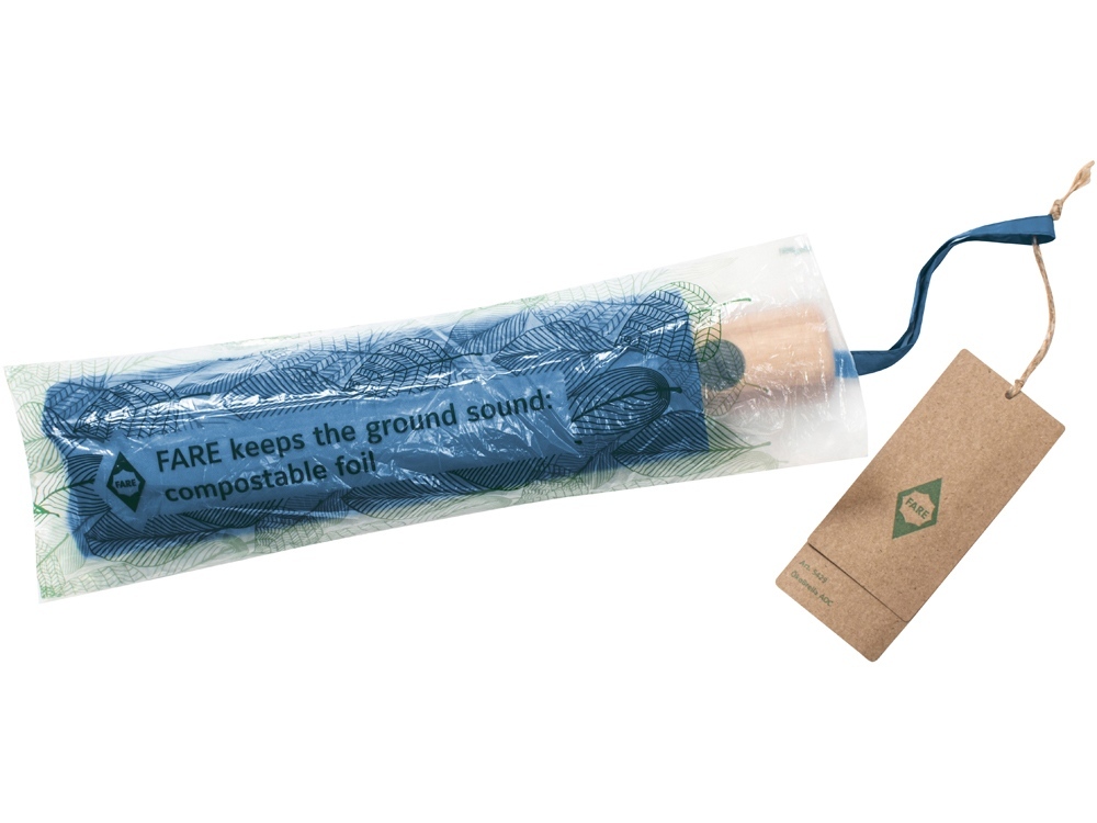 Зонт складной из бамбука «ÖkoBrella» полуавтомат, серый — изображение 5