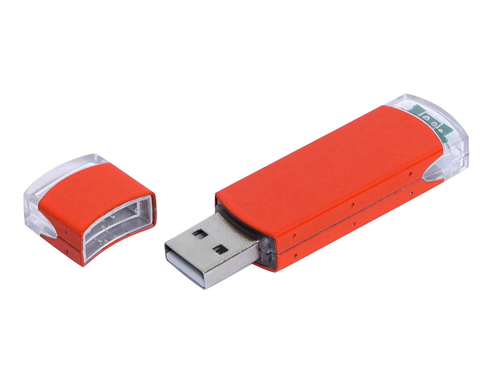 USB 2.0- флешка промо на 4 Гб прямоугольной классической формы, оранжевый