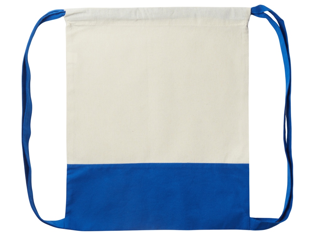 Рюкзак-мешок Cotton из хлопка, 170 г/м2, натуральный/синий — изображение 4