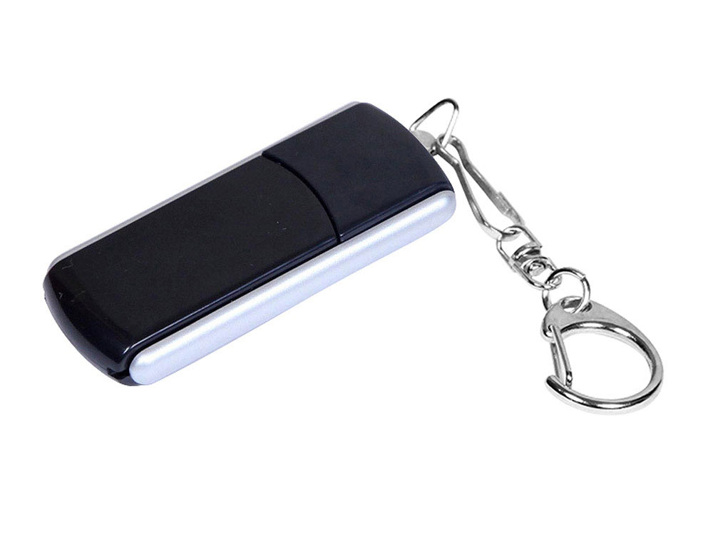 USB 3.0- флешка промо на 32 Гб с прямоугольной формы с выдвижным механизмом, черный/серебристый