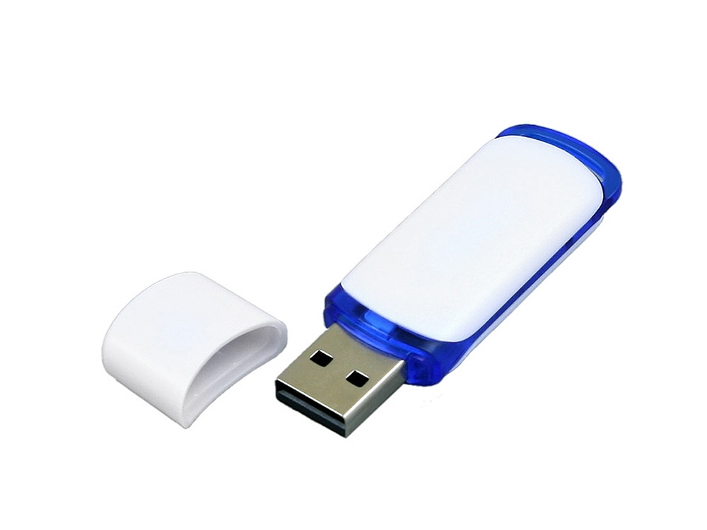 USB 3.0- флешка на 32 Гб с цветными вставками, белый/синий — изображение 2