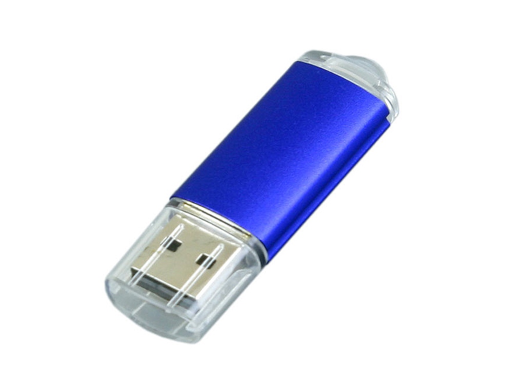 USB 2.0- флешка на 64 Гб с прозрачным колпачком, синий — изображение 3