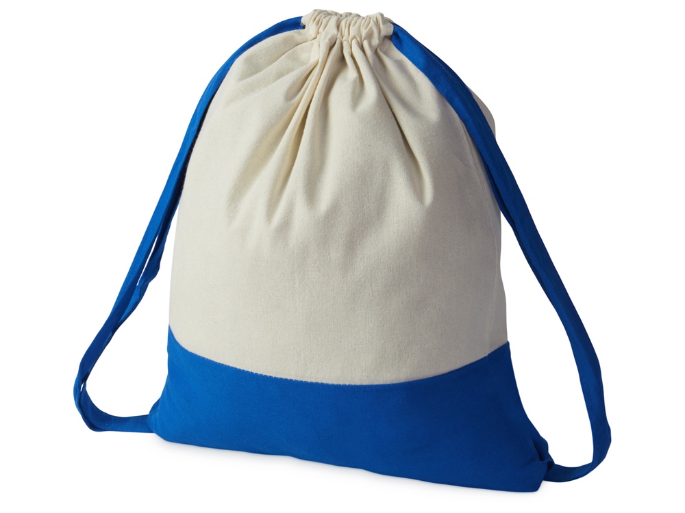 Рюкзак-мешок Cotton из хлопка, 170 г/м2, натуральный/синий