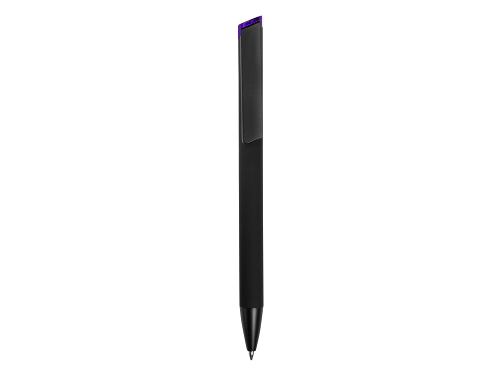 Ручка металлическая шариковая «Taper Metal» soft-touch, черный, фиолетовый — изображение 3