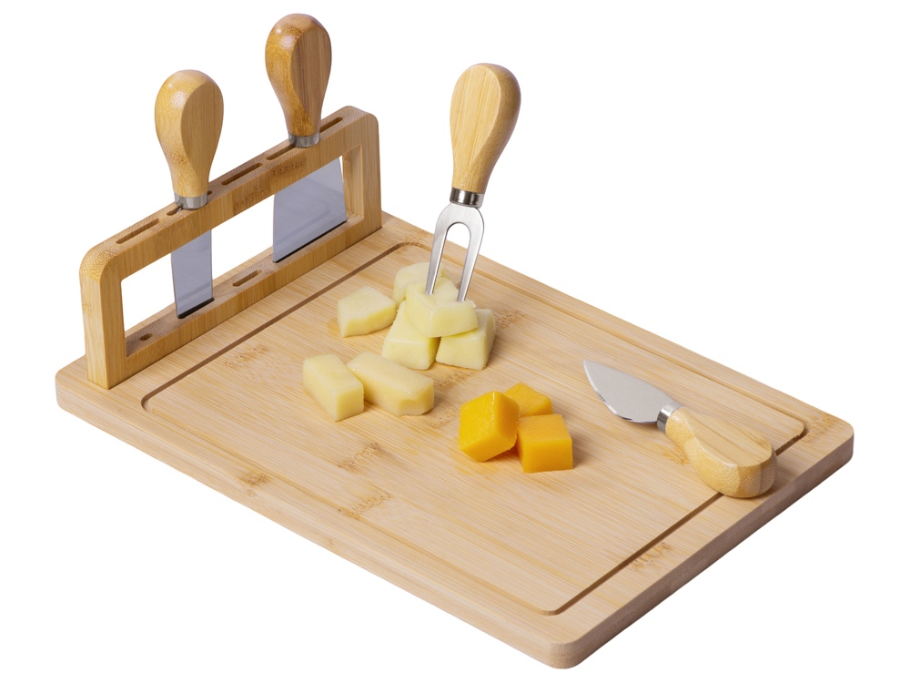 Набор для сыра из бамбука со съемной подставкой «Camembert», натуральный/серебристый — изображение 4
