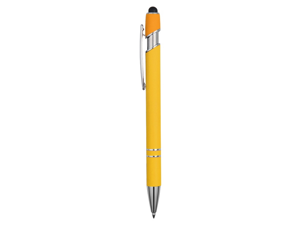 Ручка-стилус металлическая шариковая «Sway» soft-touch, желтый/серебристый — изображение 3