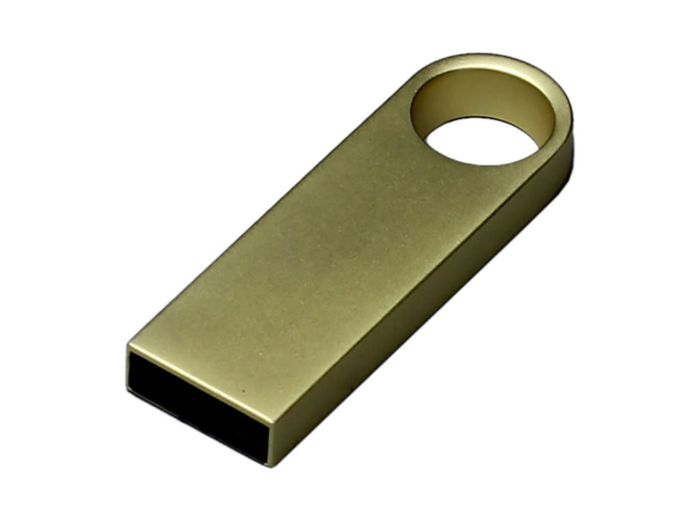 USB 2.0-флешка на 512 Мбайт с мини чипом и круглым отверстием, золотистый — изображение 2