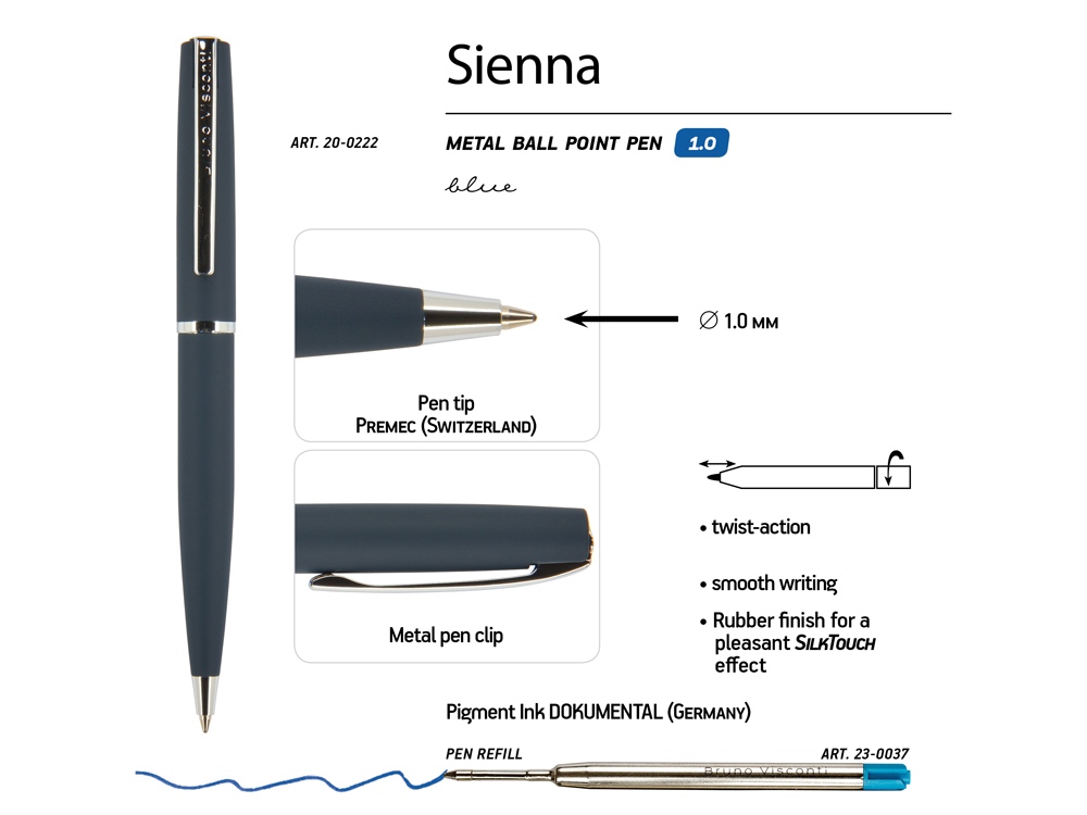 Ручка металлическая шариковая «Sienna», синий — изображение 3