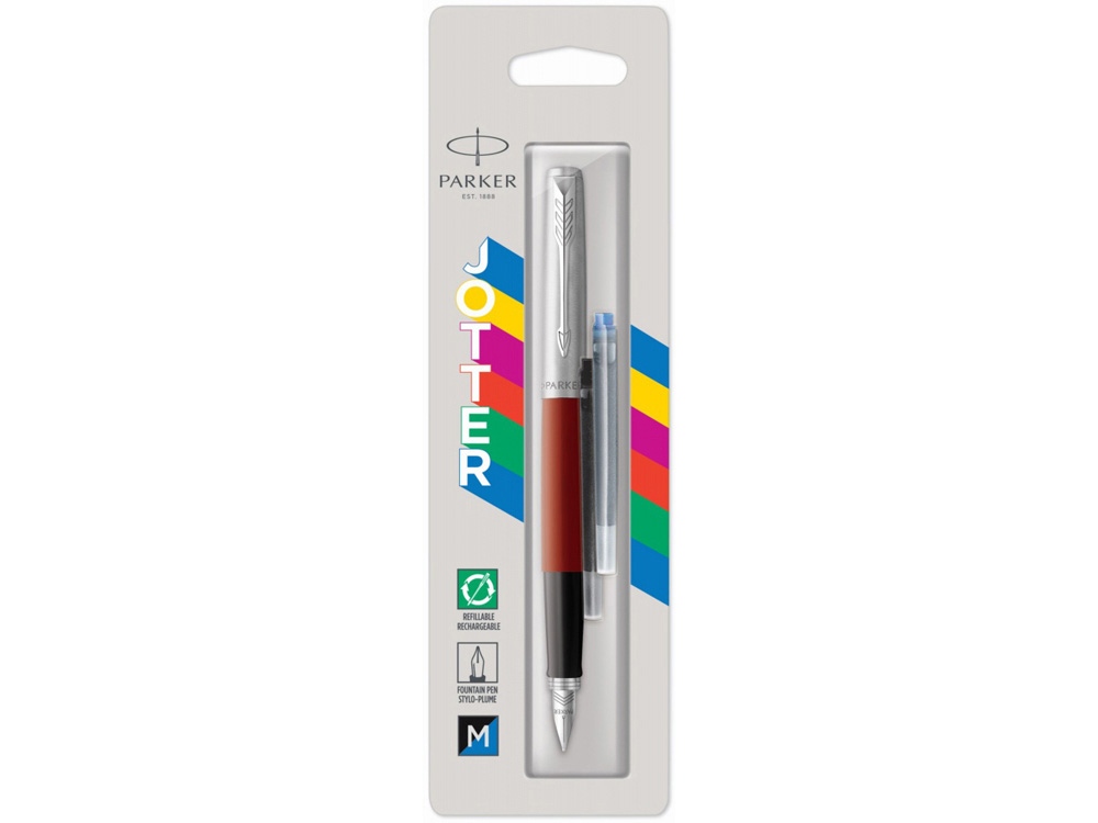 Ручка перьевая Parker Jotter Originals, M, красный, серебристый — изображение 2