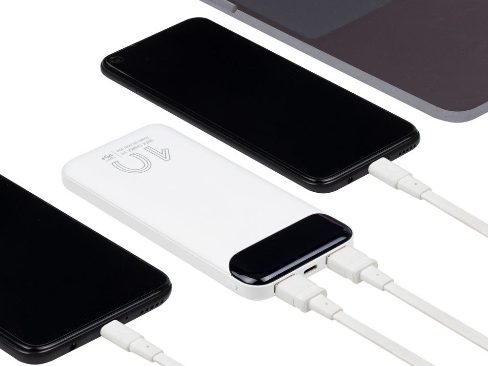 Внешний аккумулятор с дисплеем, 10000 mAh, белый — изображение 14
