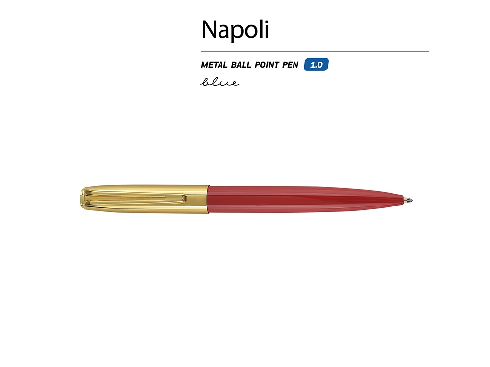 Ручка металлическая шариковая «Napoli», красный, золотистый — изображение 2