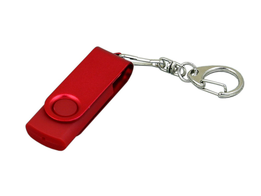 USB 2.0- флешка промо на 4 Гб с поворотным механизмом и однотонным металлическим клипом, красный