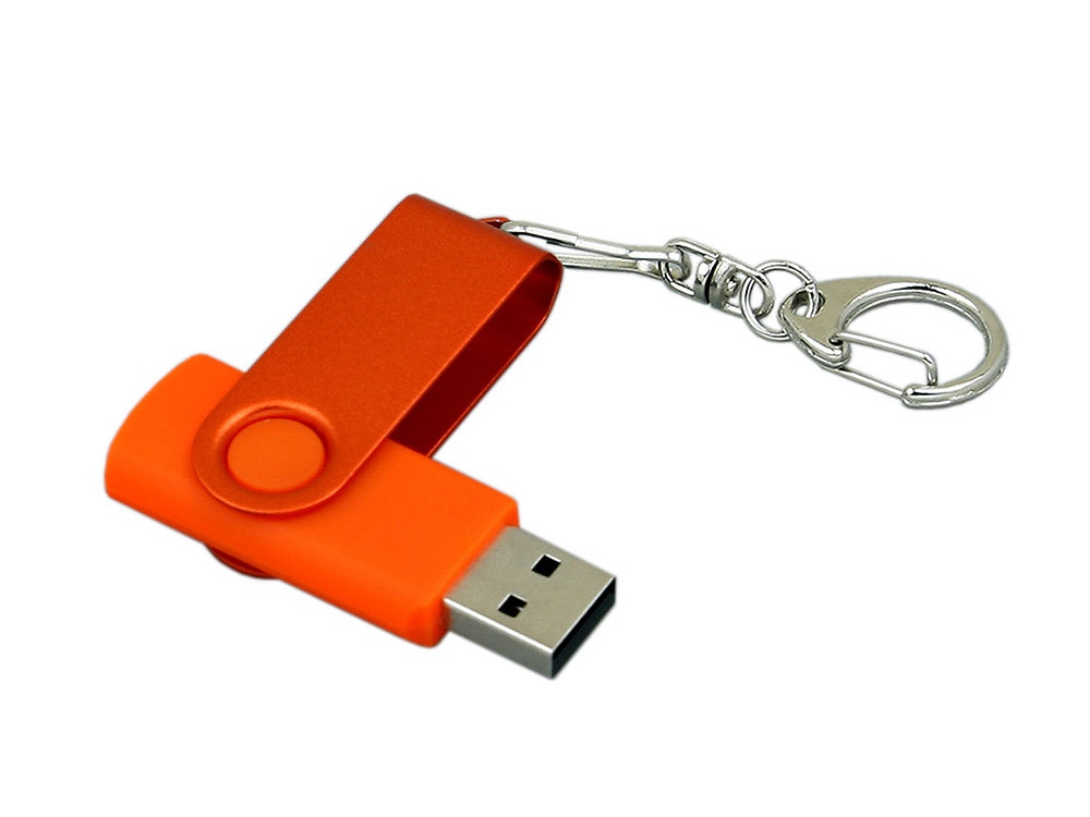 USB 2.0- флешка промо на 16 Гб с поворотным механизмом и однотонным металлическим клипом, оранжевый — изображение 3