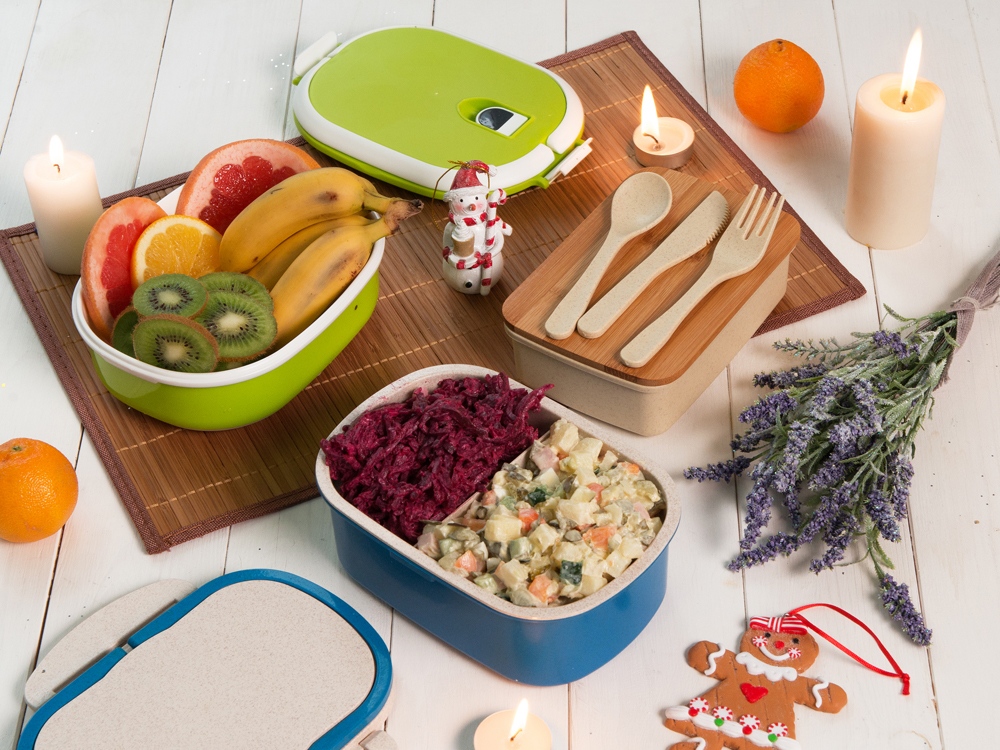 Ланч-бокс «Lunch» из пшеничного волокна с бамбуковой крышкой, бежевый — изображение 11