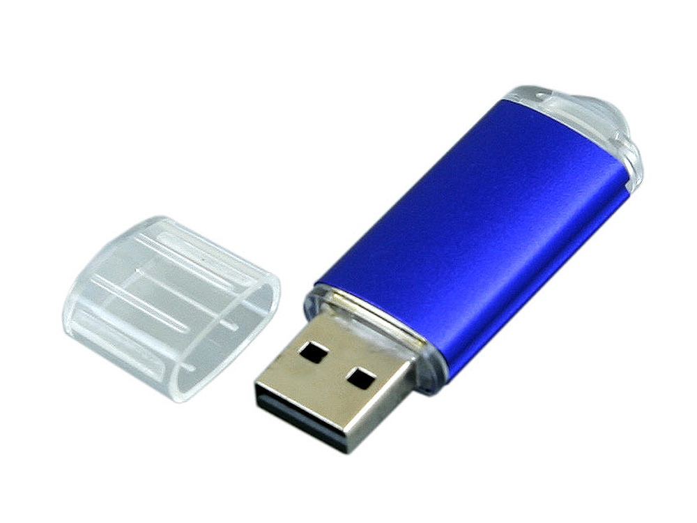 USB 2.0- флешка на 32 Гб с прозрачным колпачком, синий — изображение 2
