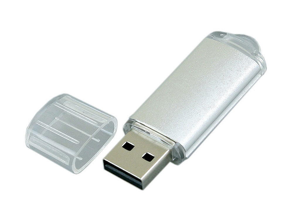 USB 2.0- флешка на 8 Гб с прозрачным колпачком, серебристый — изображение 2