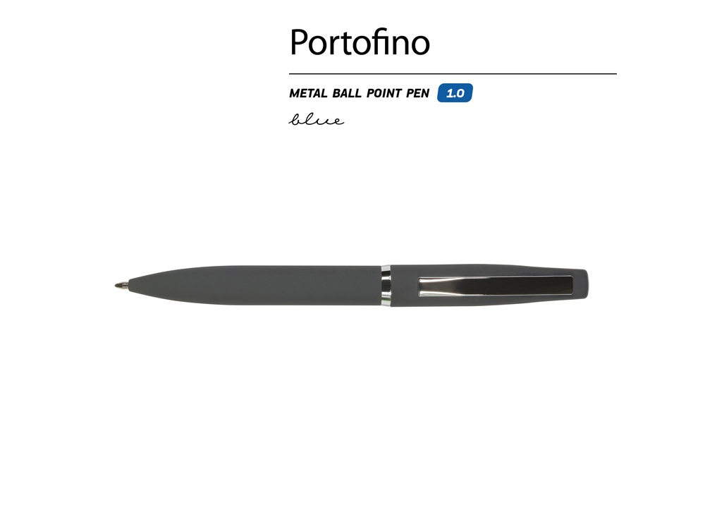 Ручка металлическая шариковая «Portofino», софт-тач, серый — изображение 2