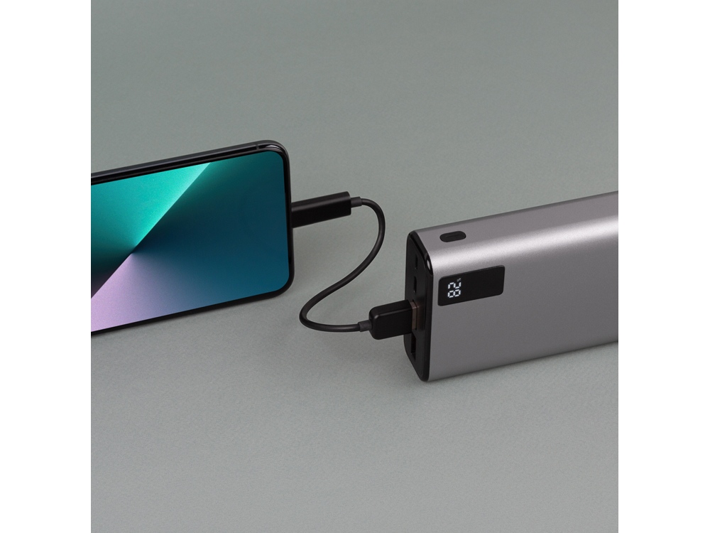 Внешний аккумулятор «NEO Journey» c быстрой зарядкой, 20000 mAh, серебристый, черный — изображение 6
