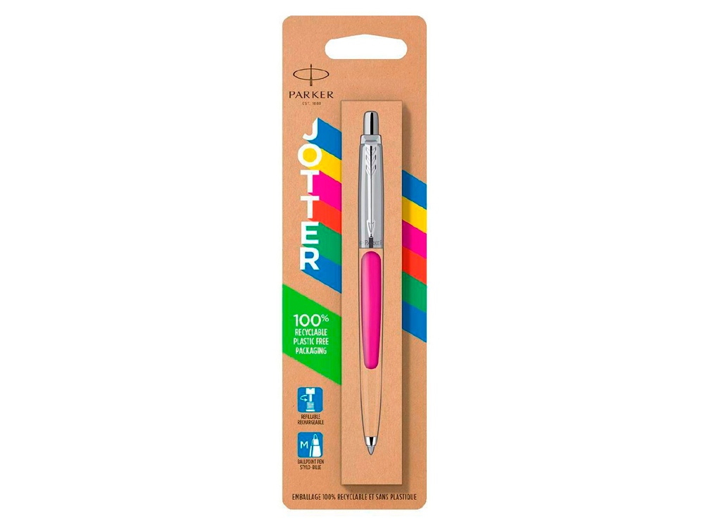 Ручка шариковая Parker Jotter Originals в эко-упаковке, розовый/серебристый — изображение 3