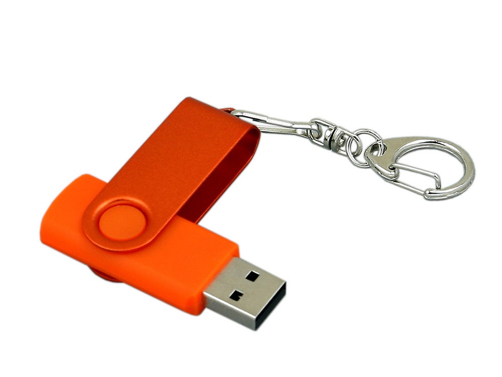 USB 2.0- флешка промо на 32 Гб с поворотным механизмом и однотонным металлическим клипом, оранжевый — изображение 3