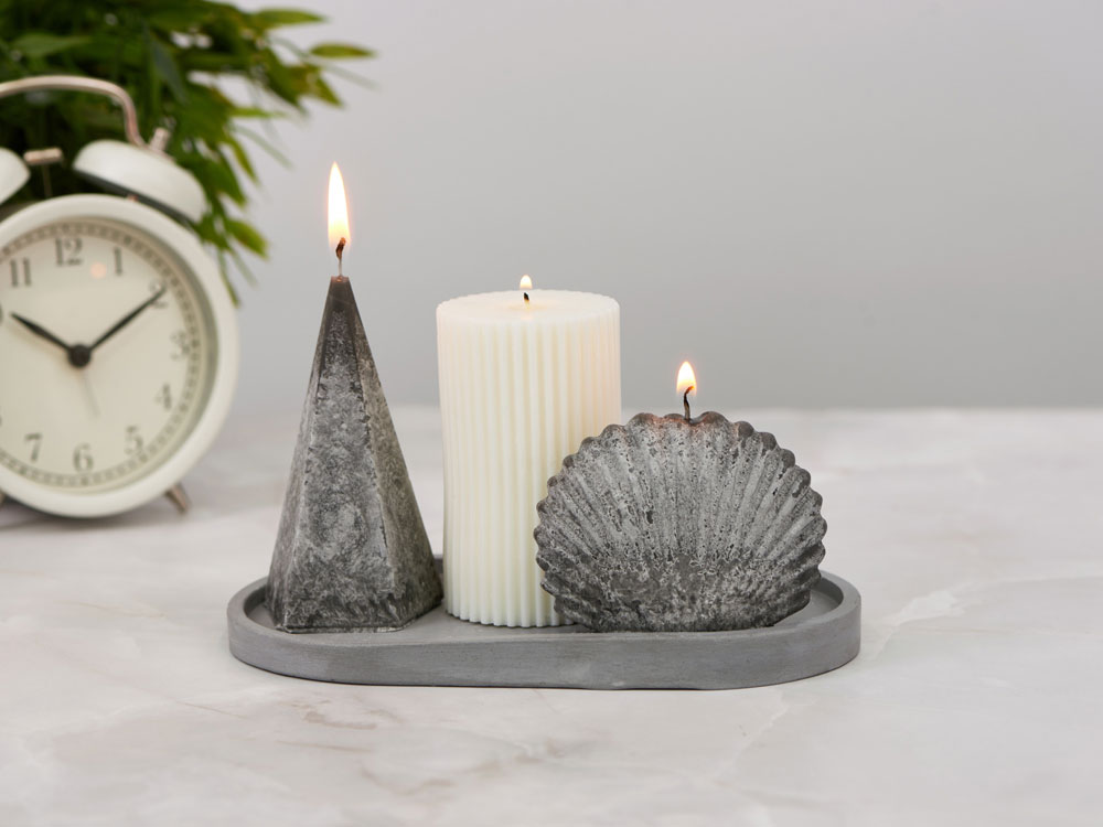 Набор свечей на подставке «Posh», белый, серый — изображение 11