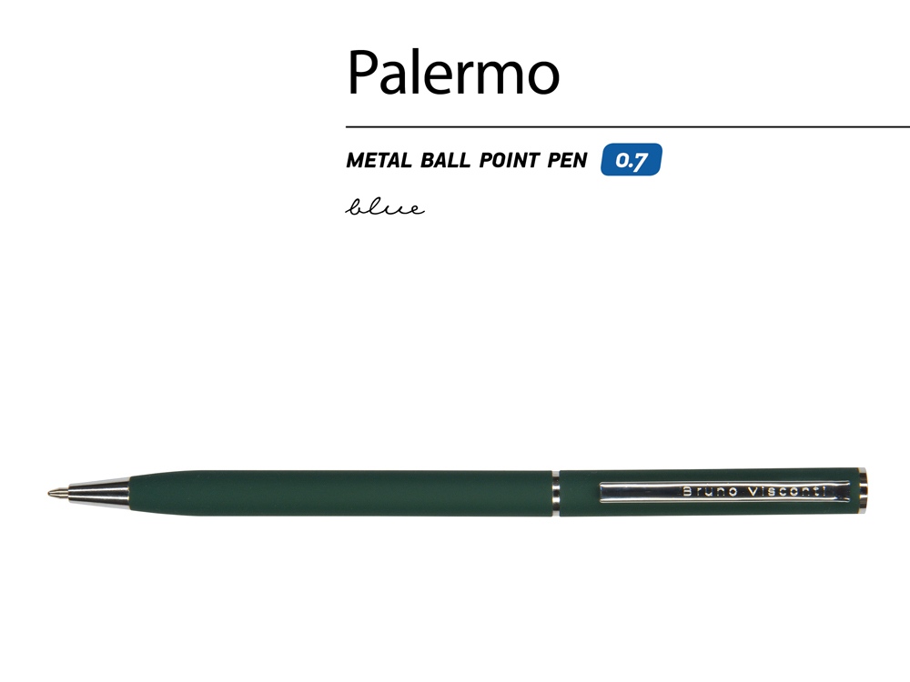 Ручка металлическая шариковая «Palermo», софт-тач, зеленый/серебристый — изображение 2
