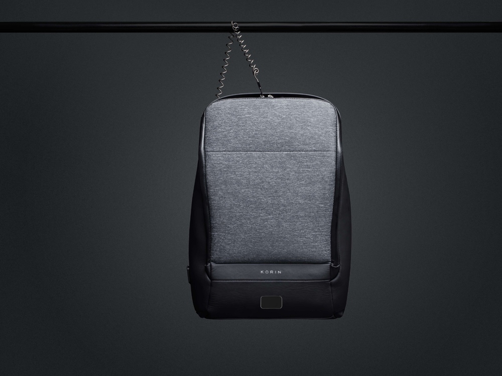 Водостойкий антикражный рюкзак FlexPackPro для ноутбука 15.6", серый/черный — изображение 6