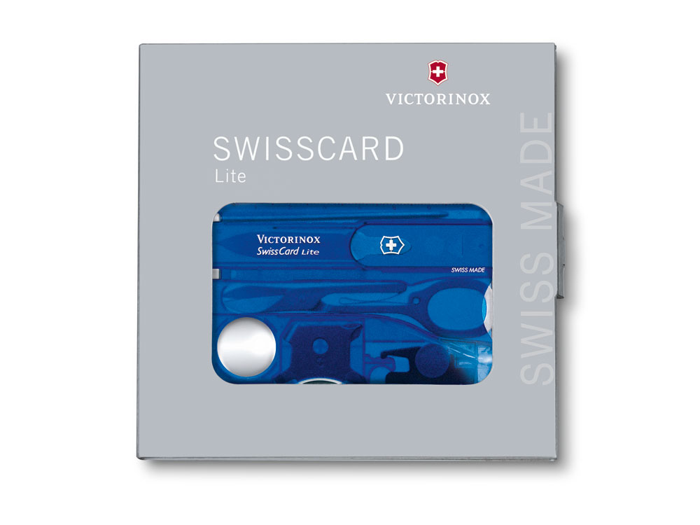 Швейцарская карточка «SwissCard Lite», 13 функций, полупрозрачный синий — изображение 2