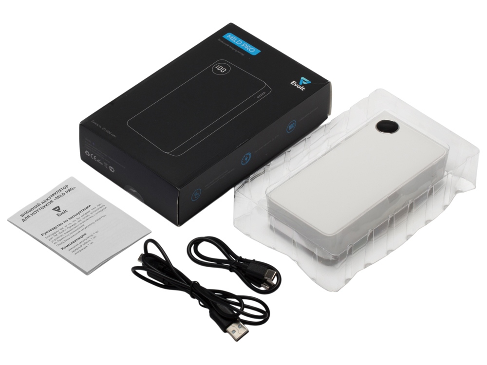 Внешний аккумулятор «Mild Pro» c быстрой зарядкой QC/PD, soft-touch, 20 000 mAh, белый — изображение 9