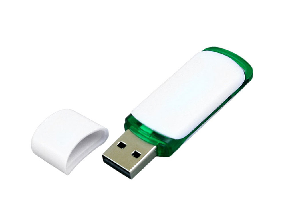 USB 2.0- флешка на 8 Гб с цветными вставками, белый/зеленый — изображение 2