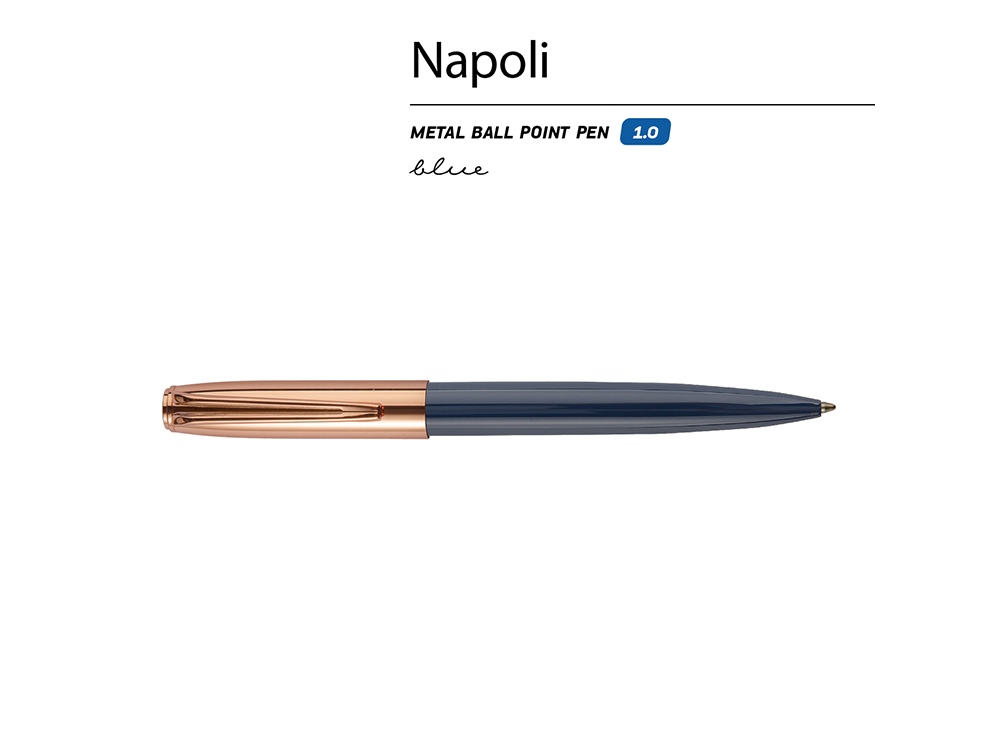 Ручка металлическая шариковая «Napoli», синий, розовое золото — изображение 2