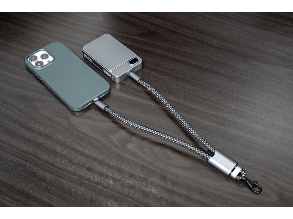 Ремешок-держатель для телефона с зарядным кабелем USB-C - USB-C «Lany Wristband Charge Eco», серый — изображение 17