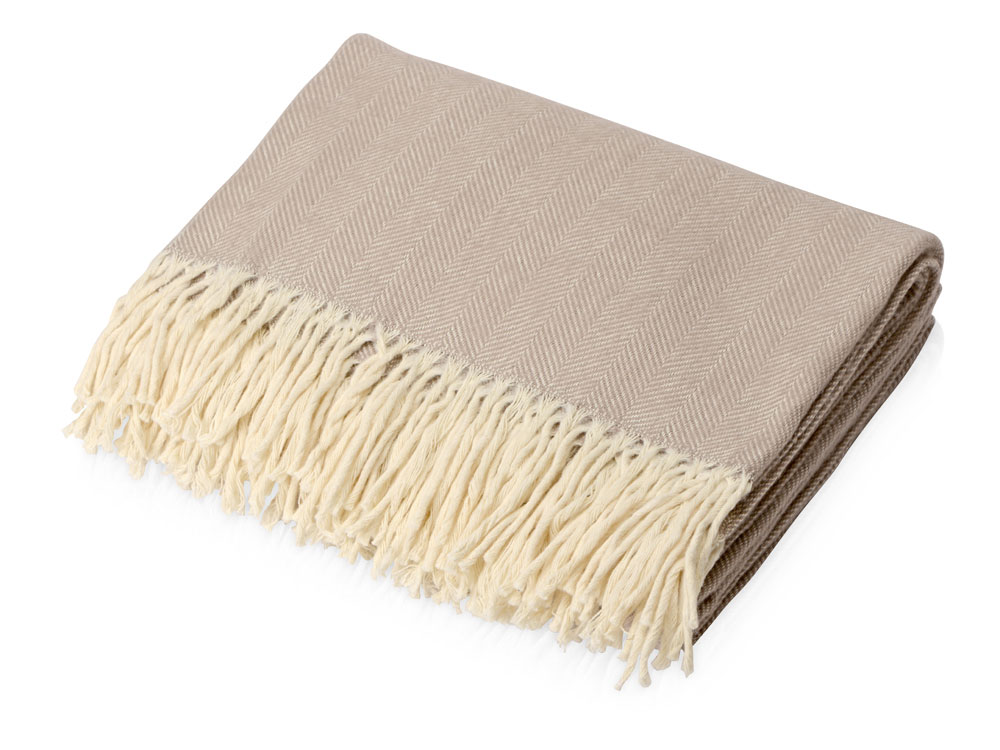 Плед «Ёлочка» из натурального хлопка, бежевый