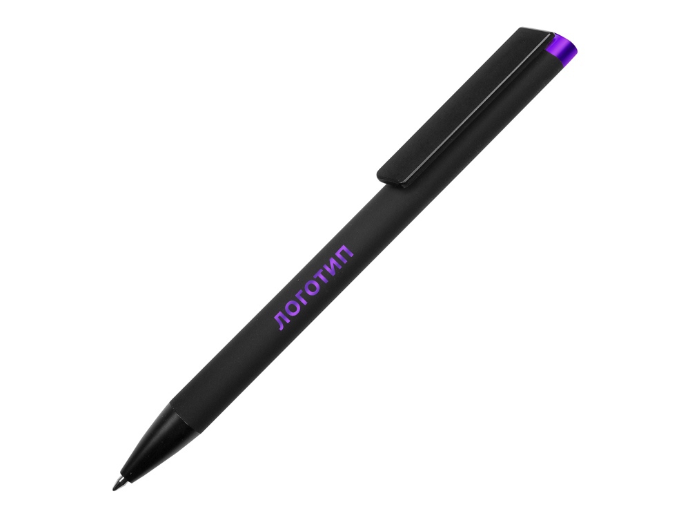 Ручка металлическая шариковая «Taper Metal» soft-touch, черный, фиолетовый