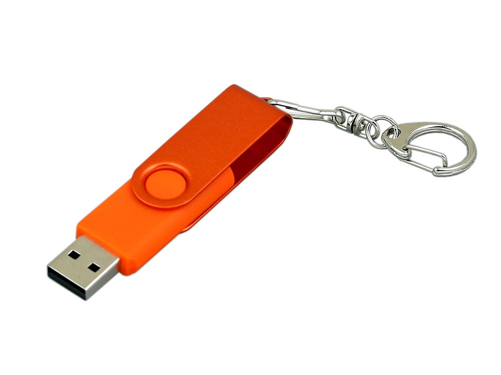 USB 2.0- флешка промо на 16 Гб с поворотным механизмом и однотонным металлическим клипом, оранжевый — изображение 2