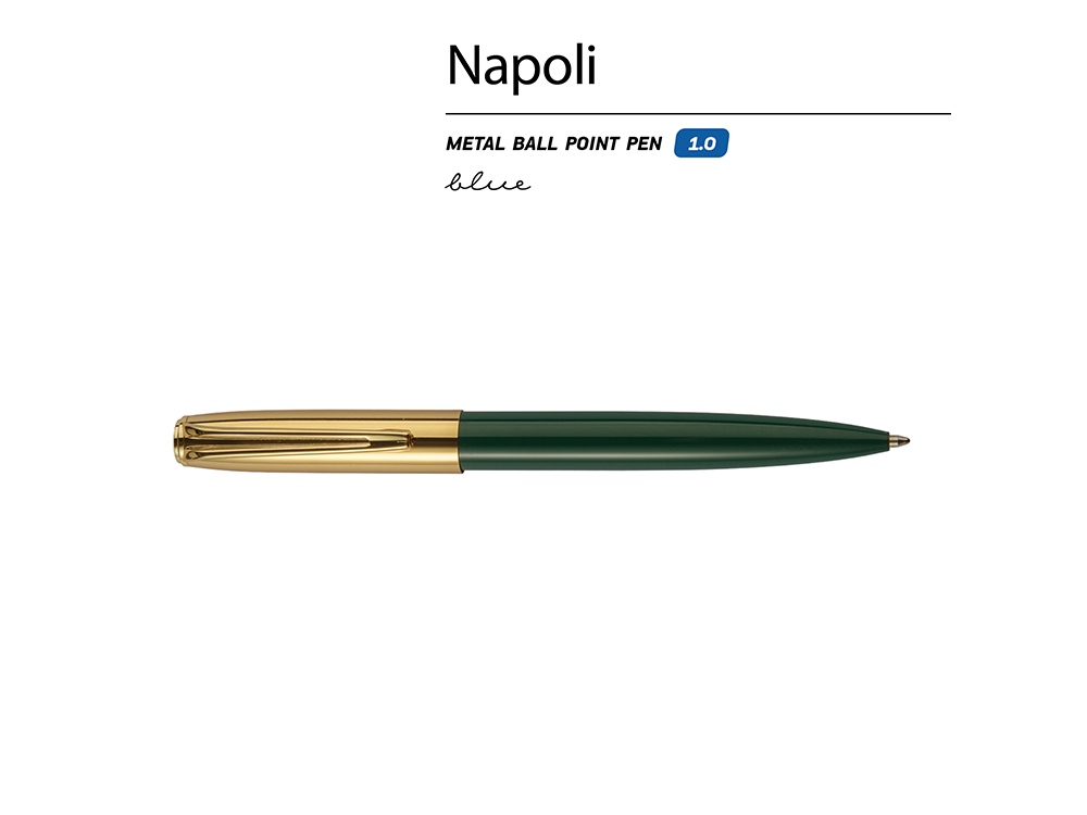 Ручка металлическая шариковая «Napoli», зеленый, золотистый — изображение 2