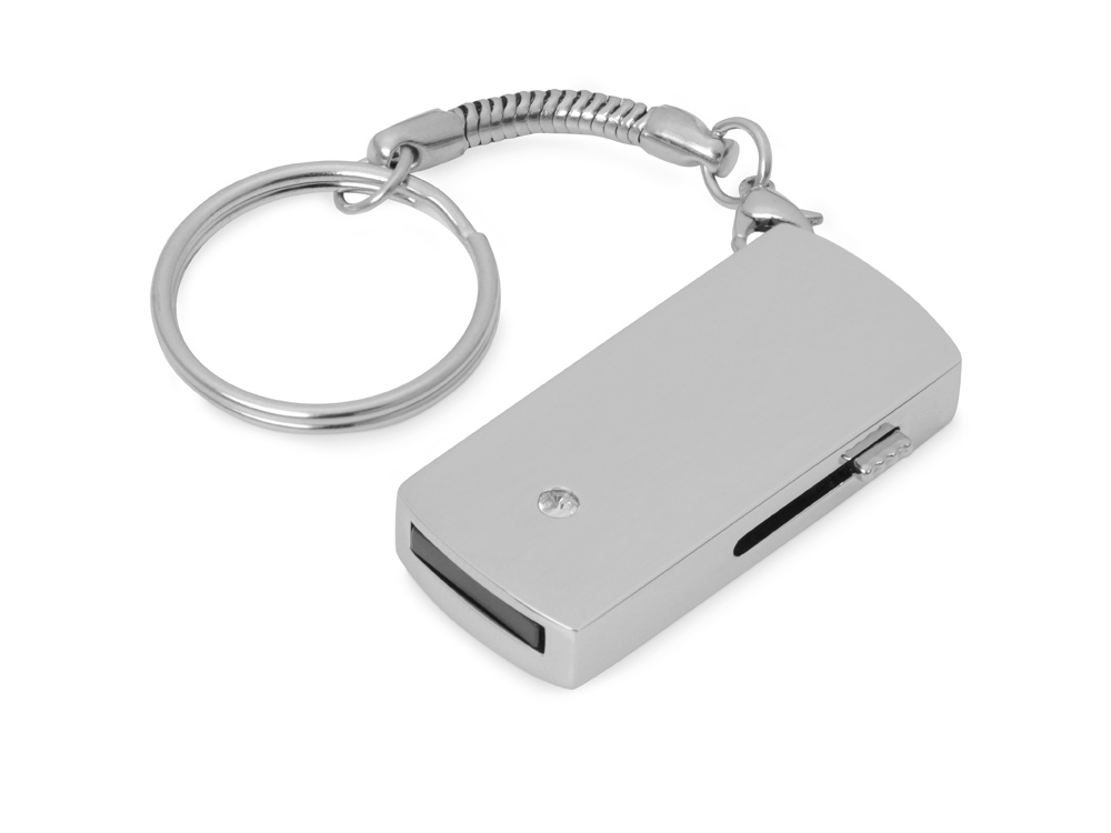 USB 2.0- флешка на 64 Гб с выдвижным механизмом и мини чипом, серебристый/красный — изображение 3