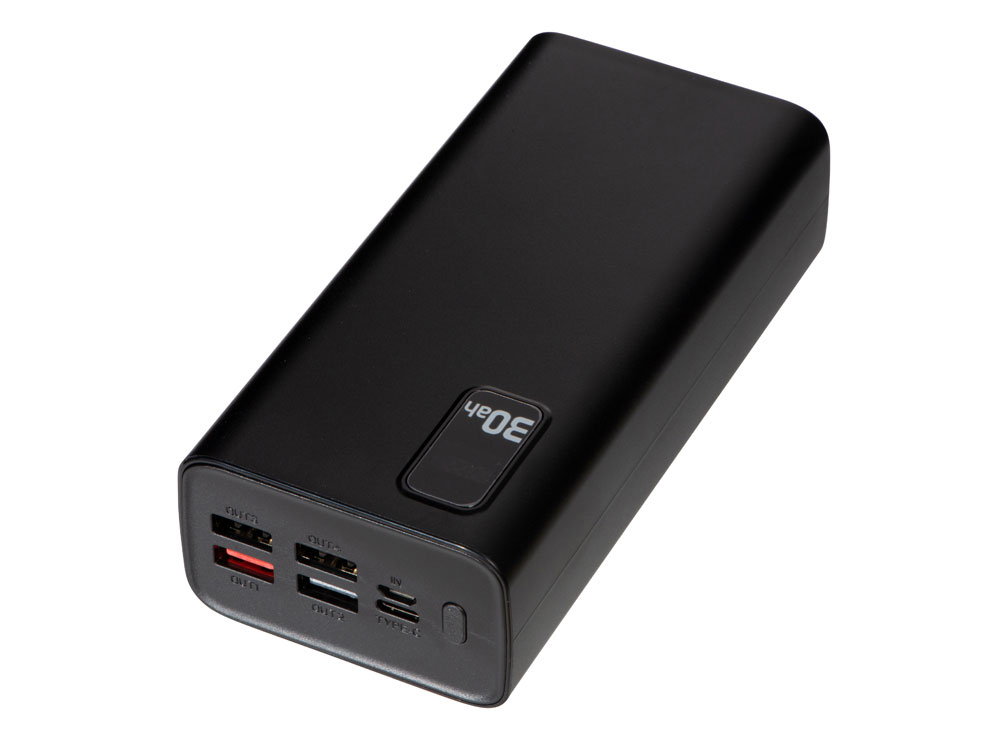 Портативный внешний аккумулятор «FAST», 30000 mAh, черный — изображение 4
