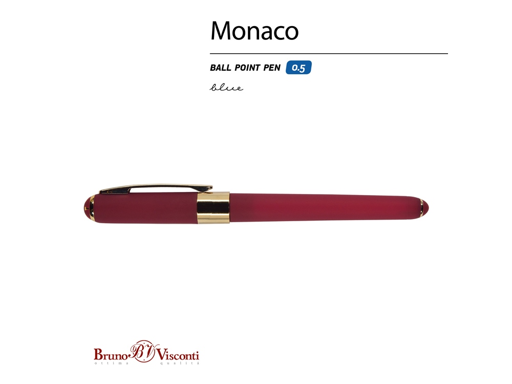 Ручка пластиковая шариковая «Monaco», бордовый/золотистый — изображение 2